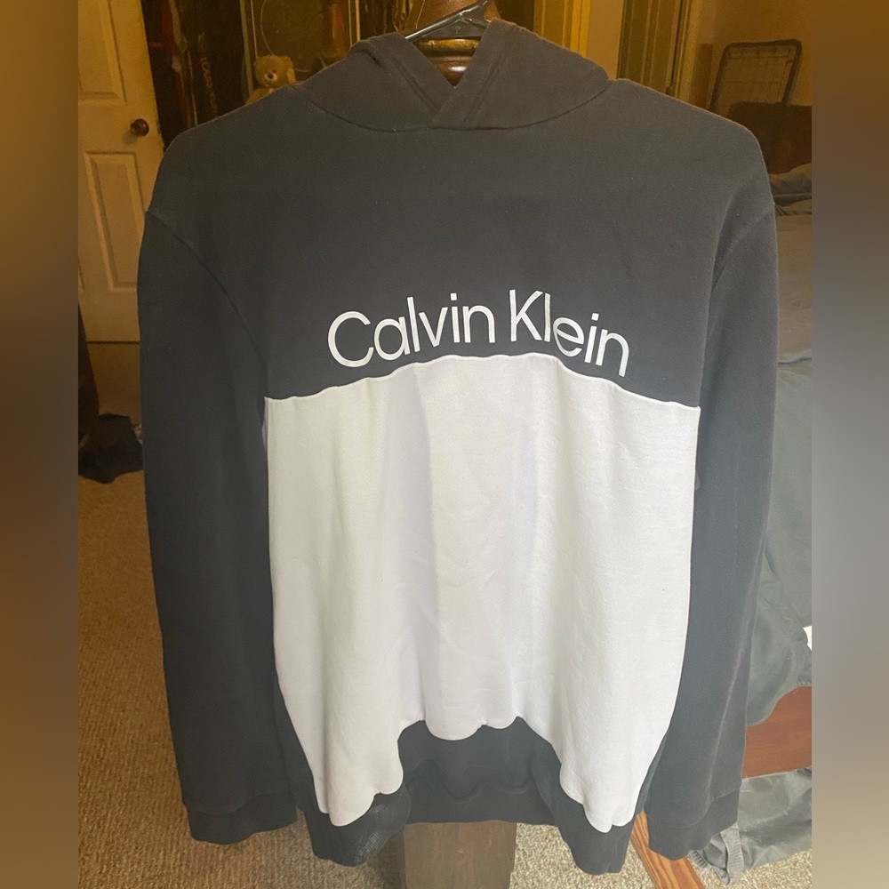Calvin Klein Black and White Hooded Sweatshirt
